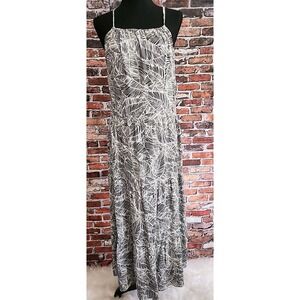 Old Navy Maxi Dress tiered tie-neck Swing Open Back‎  L  Sleeveless Beachy Flowy